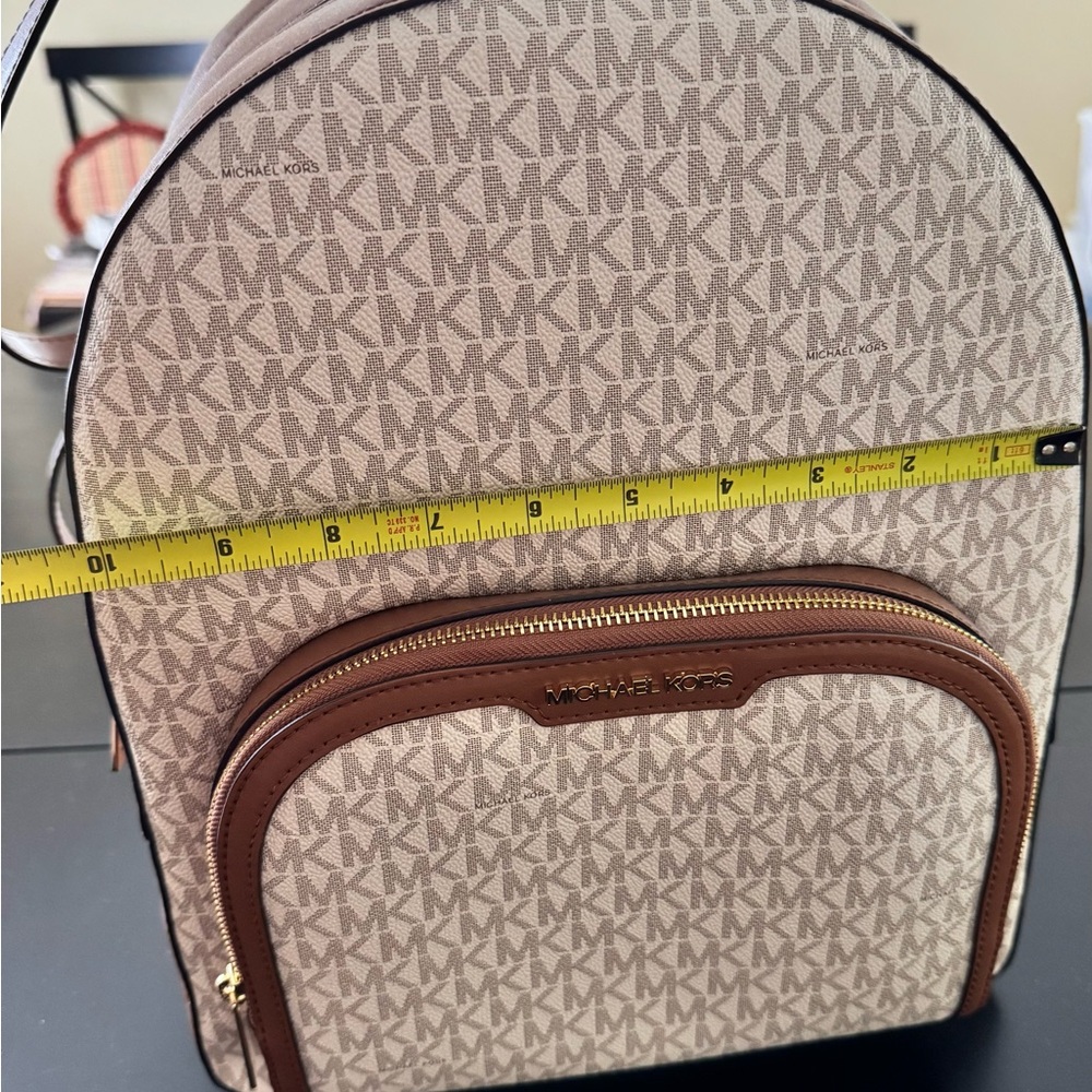 Michael Kors Tan and Brown Logo Backpack